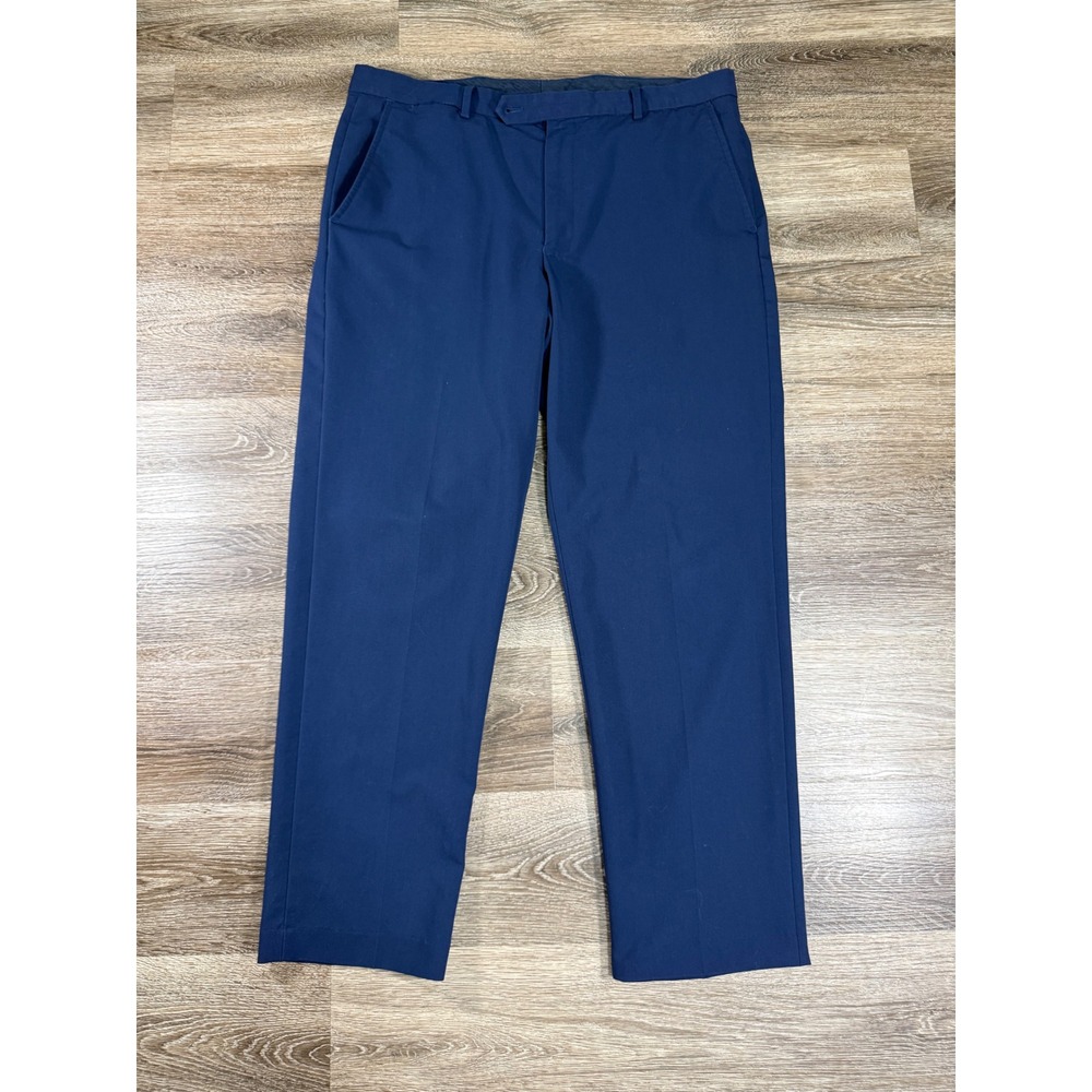 Nautica Mens Navy Blue Stretch Dress Pants Flat Front Trousers 36x30